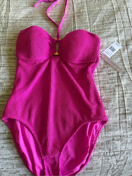 Bleu Rod Beattie Other - Bleu Rod Beattie Hot Pink Textured One-Piece Swimsuit with Halter Tie